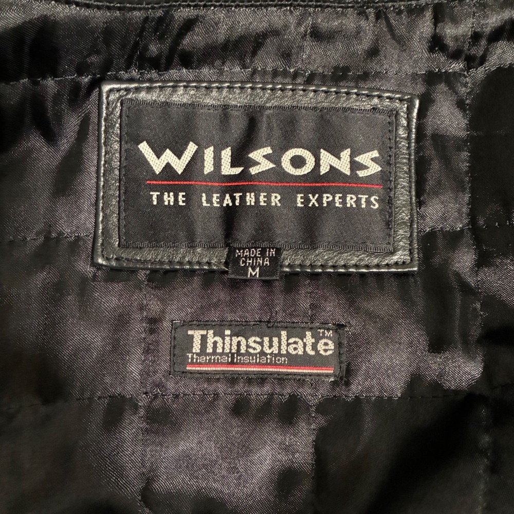 Wilsons Leather Parka Jacket Womens Medium Black Hooded Belted Thinsulate Coat - Picture 4 of 11